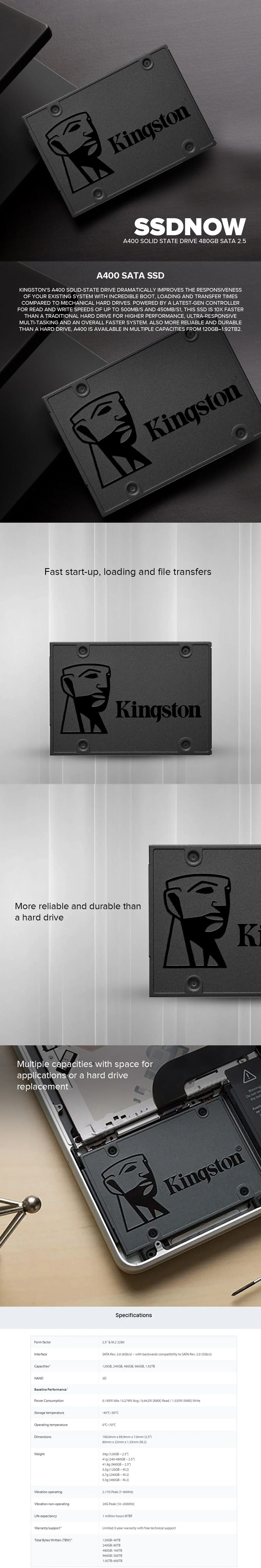 Kingston SSDNow A400 Solid State Drive 480gb SATA 2.5 - Image 7